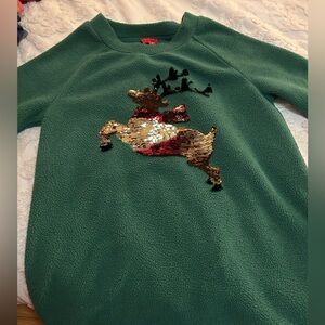 Adrorable fleece with sequined reindeer!